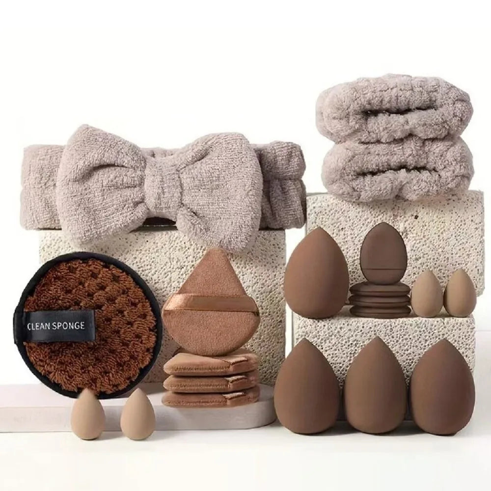 Soft 20 Makeup Tools Professional Comfortable Brush Headband Zpaxo Coffee-20pcs