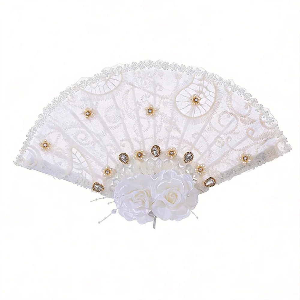 Snow White Feather Floral Fan – Bridal Wedding Decoration