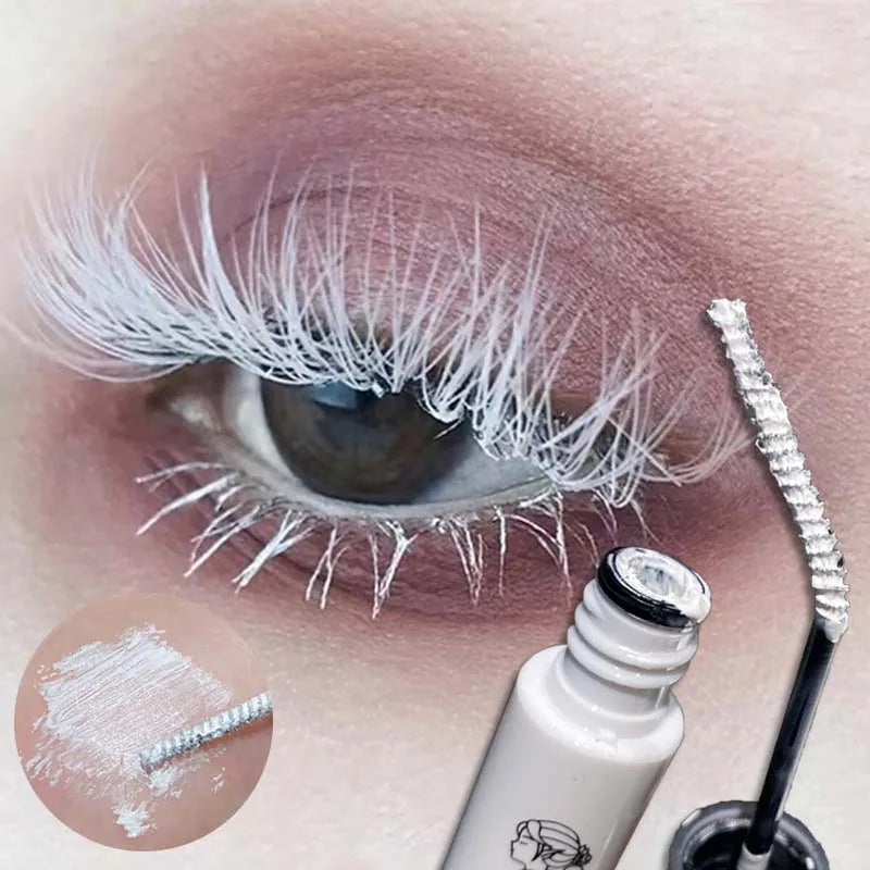 White Mascara Waterproof Long-wearing Fast Drying Curling Volume Eyelashes Extension Eyebrow Dye Tint Christmas Stage Makeup COS Zpaxo