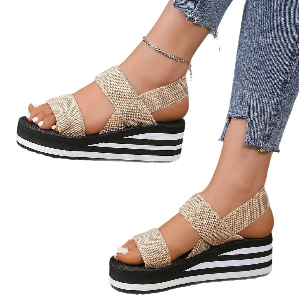 Women's Light Weight Wedge Sandals Open Toe Platform Thick Soled