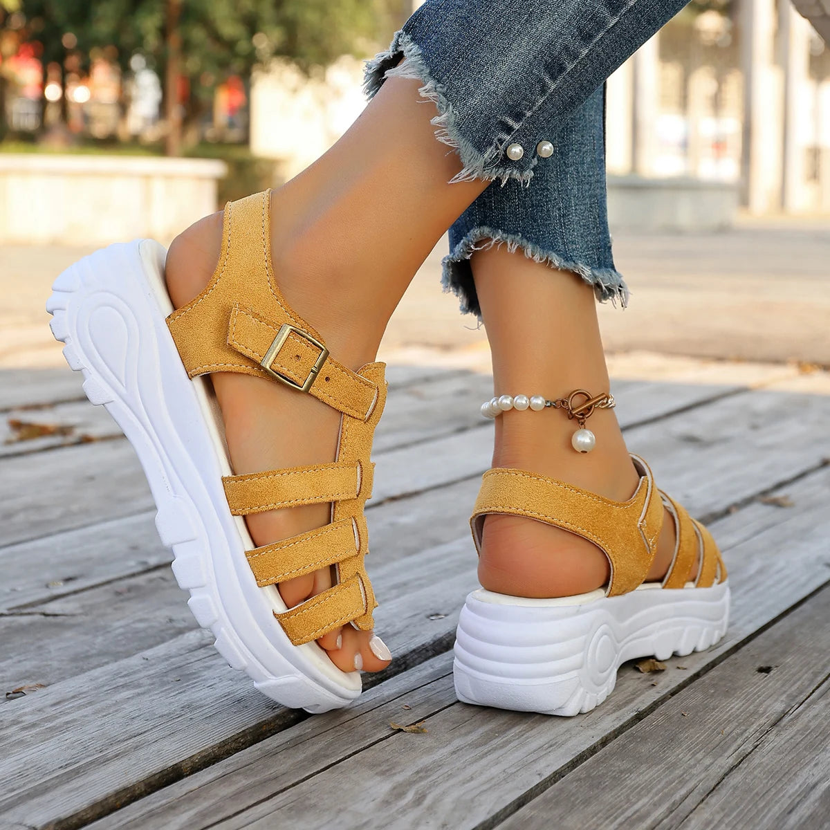 Women Sandals 2025 Fashion Gladiator Narrow Band Cross-tied Platform Zpaxo