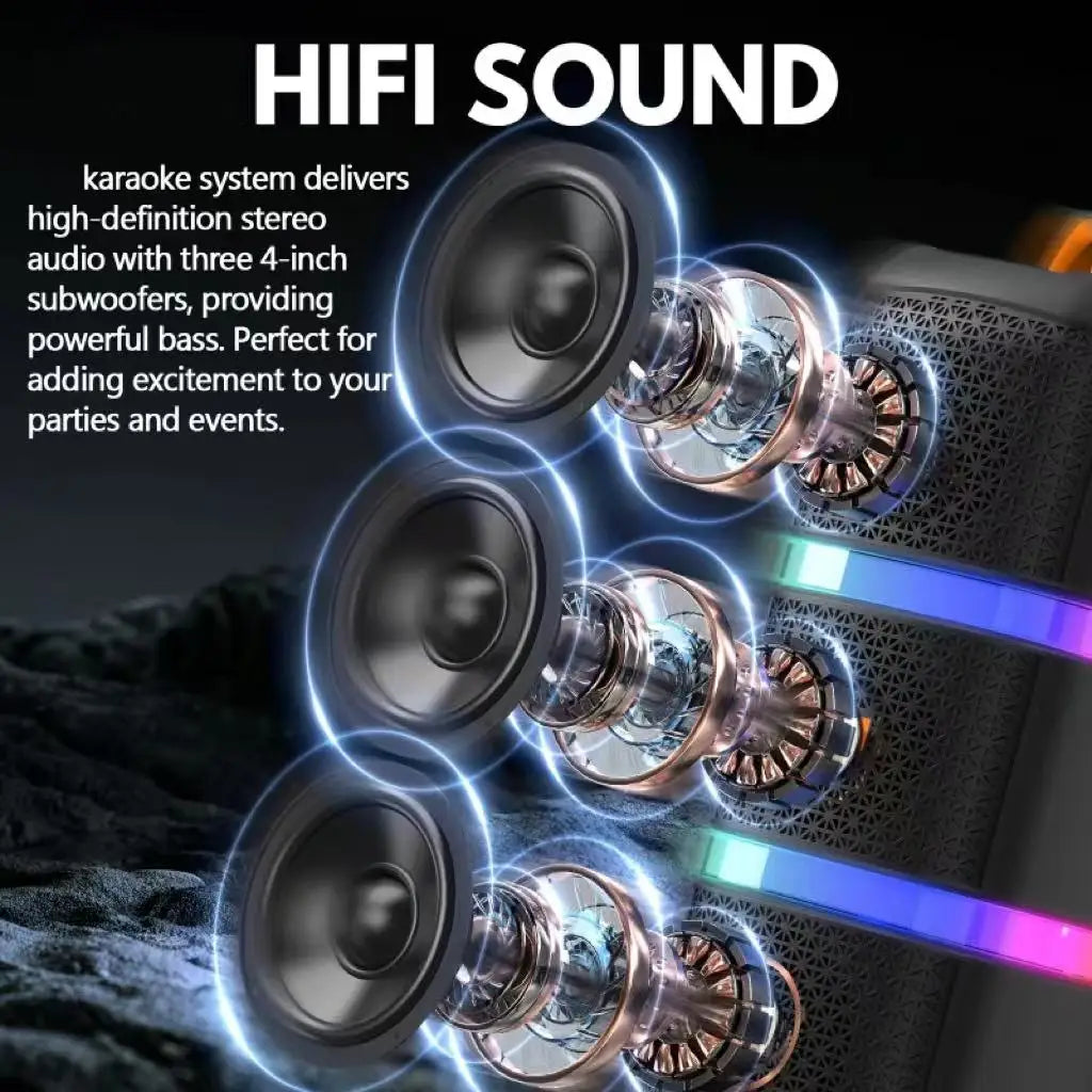 Fanfun 2 Wireless Microphones Series Karaoke Machine Treble Bass