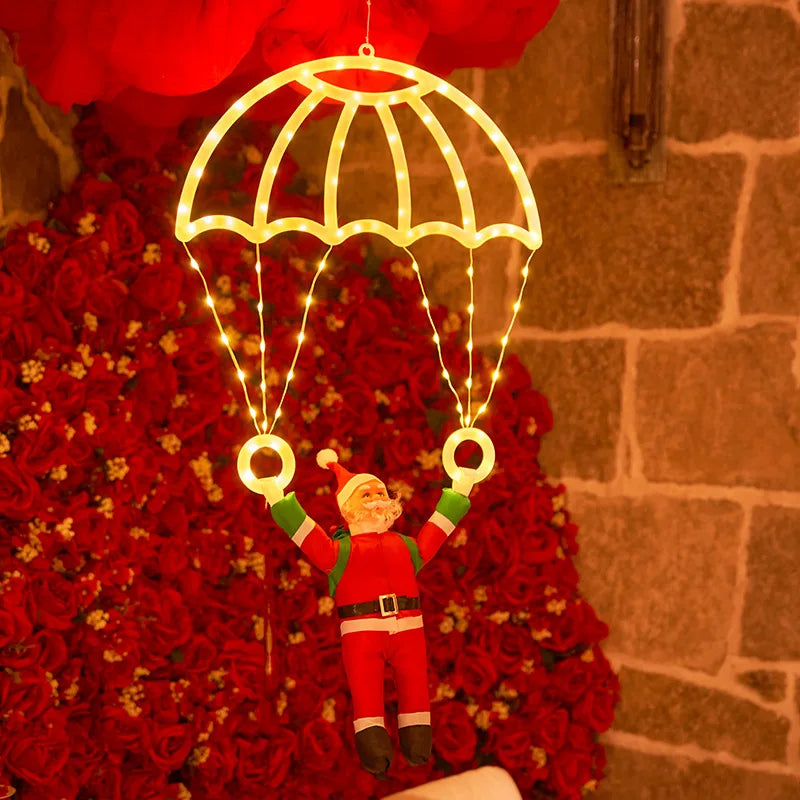 Christmas Santa Claus Parachute Leather Thread Lantern String Zpaxo