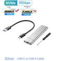 USB3.1 to M.2 NVME SSD Enclosure M2 to USB A Mobile Hard Disk Box SSD Case For 2230/2242/2260/2280 M2 With Cable Zpaxo WHITE