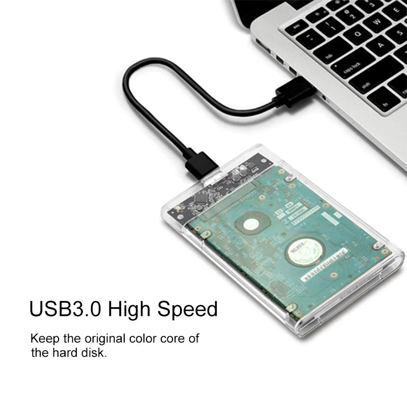 USB 3 0 Transparent HDD Enclosure 2 5 C Micro Cable External Hard Zpaxo
