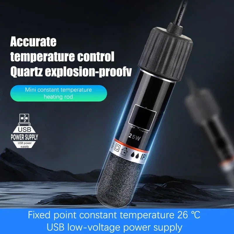 10W USB Mini Aquarium Heating Rod Small Fish Tank 26 C Constant