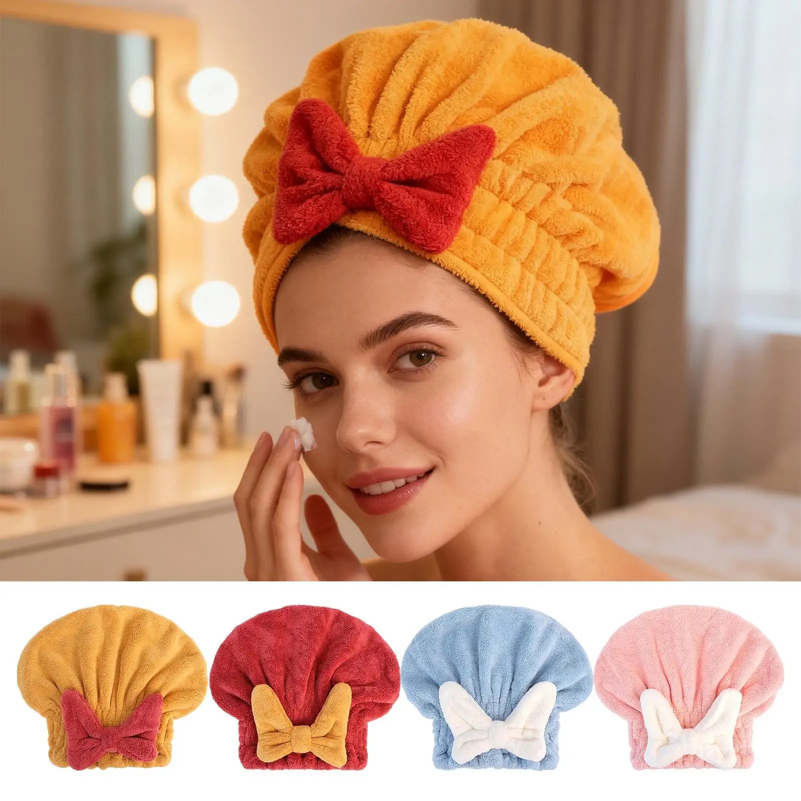 Bow-Knot Hair Drying Towel Wrap Turban for Curly & Long Hair Hair Drying Turban Zpaxo