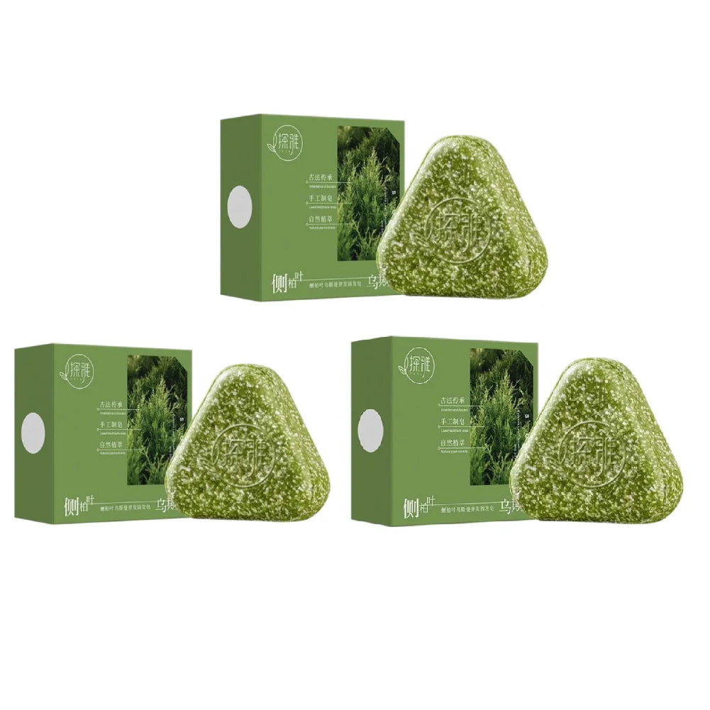 Natural Herbal Hair Growth Soap – Usman Grass & Platycladus Herbal Shampoo Soap Zpaxo Three-piece set
