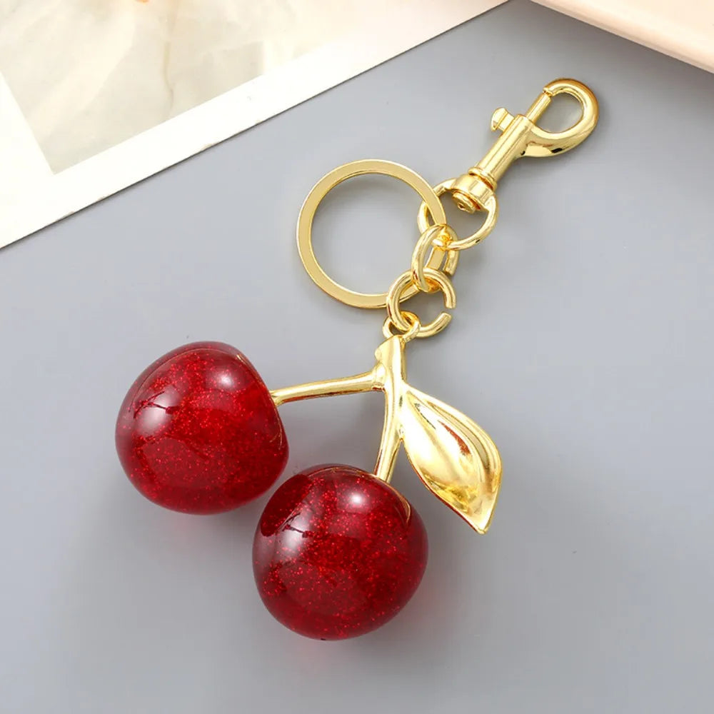 Bag Decoration Delicious Red Cherry Keychain Trinket Anti-Lost Cherry Charm Handbag Pendant Y2K Girl Heart Zpaxo Style D