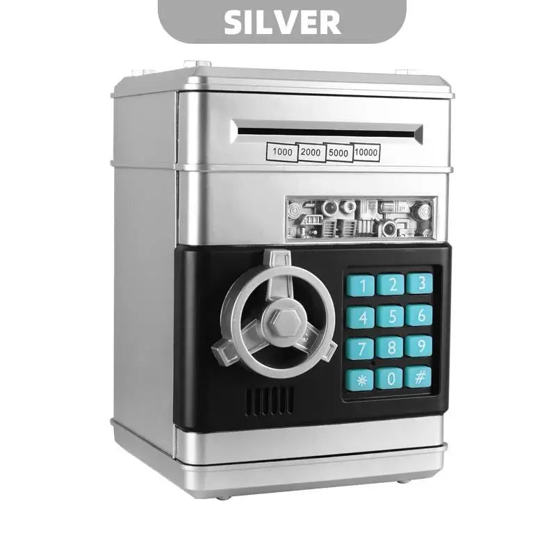 Electronic Piggy Bank ATM Password Money Box Cash Coins Saving Zpaxo Silver