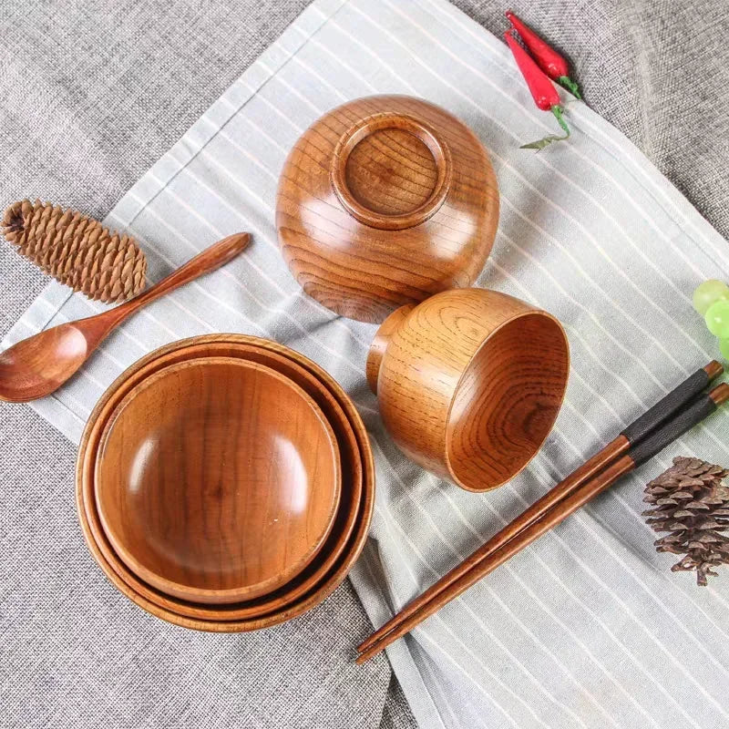 Wooden Bowls Jujube Wood Children Baby Adults Small Soup Bowls Solid Wood Salad Bowls Retro Household Tableware Zpaxo