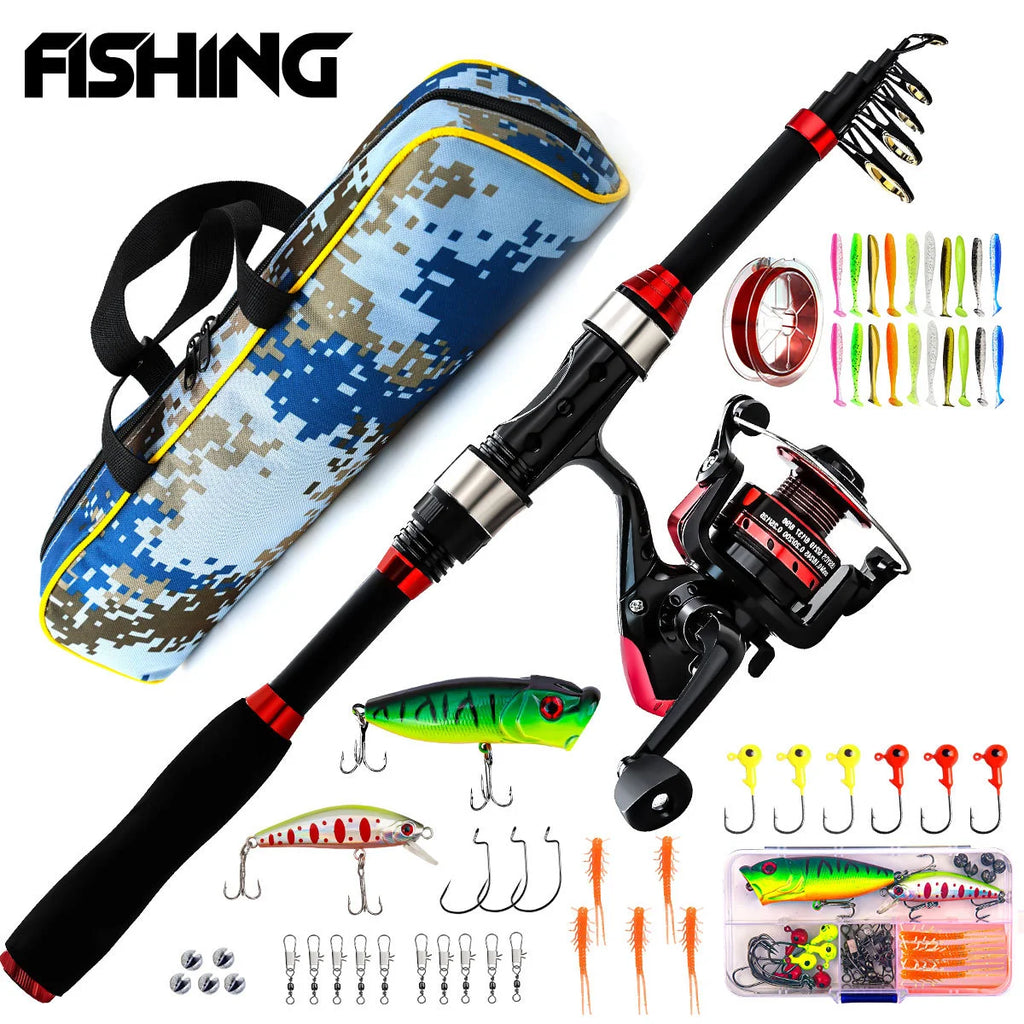 Carbon Telescopic Spinning Rod & Reel Combo – Full Fishing Set