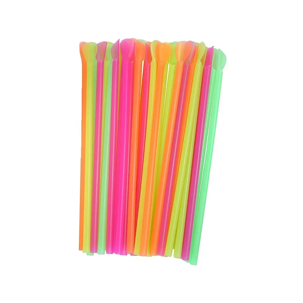 50- Spoon Straws Milkshake Smoothie Beverage Drinking Straw Birthday