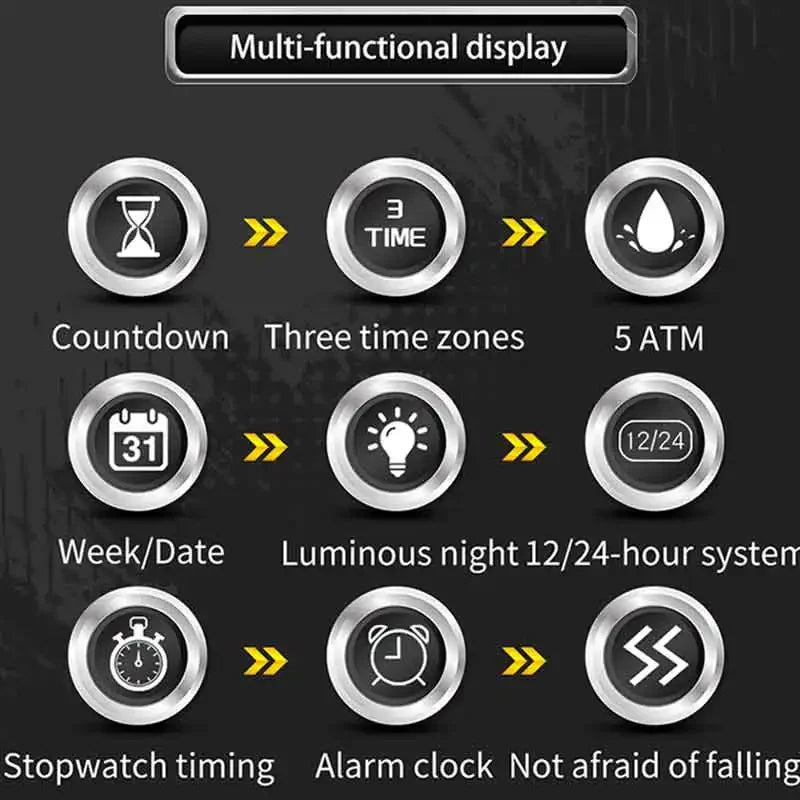 SANDA Fashion Men's Electronic Watches Sports Multifunctional Waterproof Large Dial Three Pin Double Display Men's Wristwatches Zpaxo