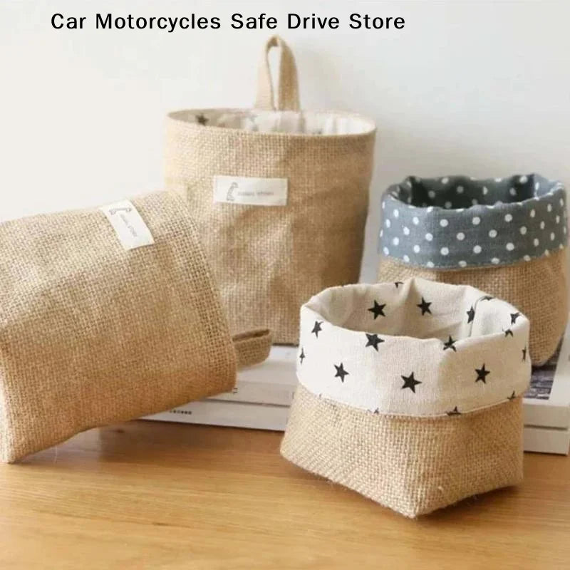 CMCotton Linen Storage Hanging Bags Door Wall Desktop Bathroom