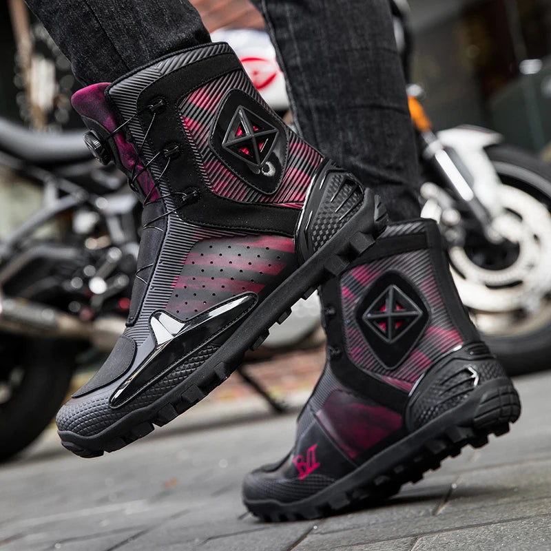 Lexsan Motorcycle Boots Men Leather Motos Breathable Anti Slip