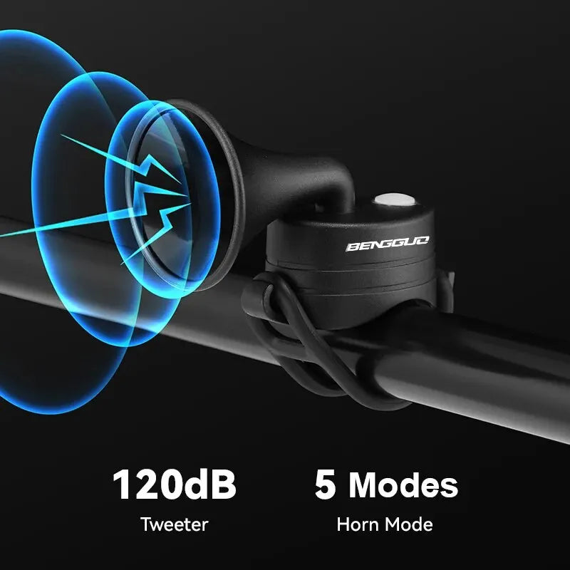 Bicycle Electronic Horn E-Bike Horn 120dB Loud Warning Sound USB Rechargeable IPX4 Waterproof Scooter Road Mountain Bike Bell Zpaxo