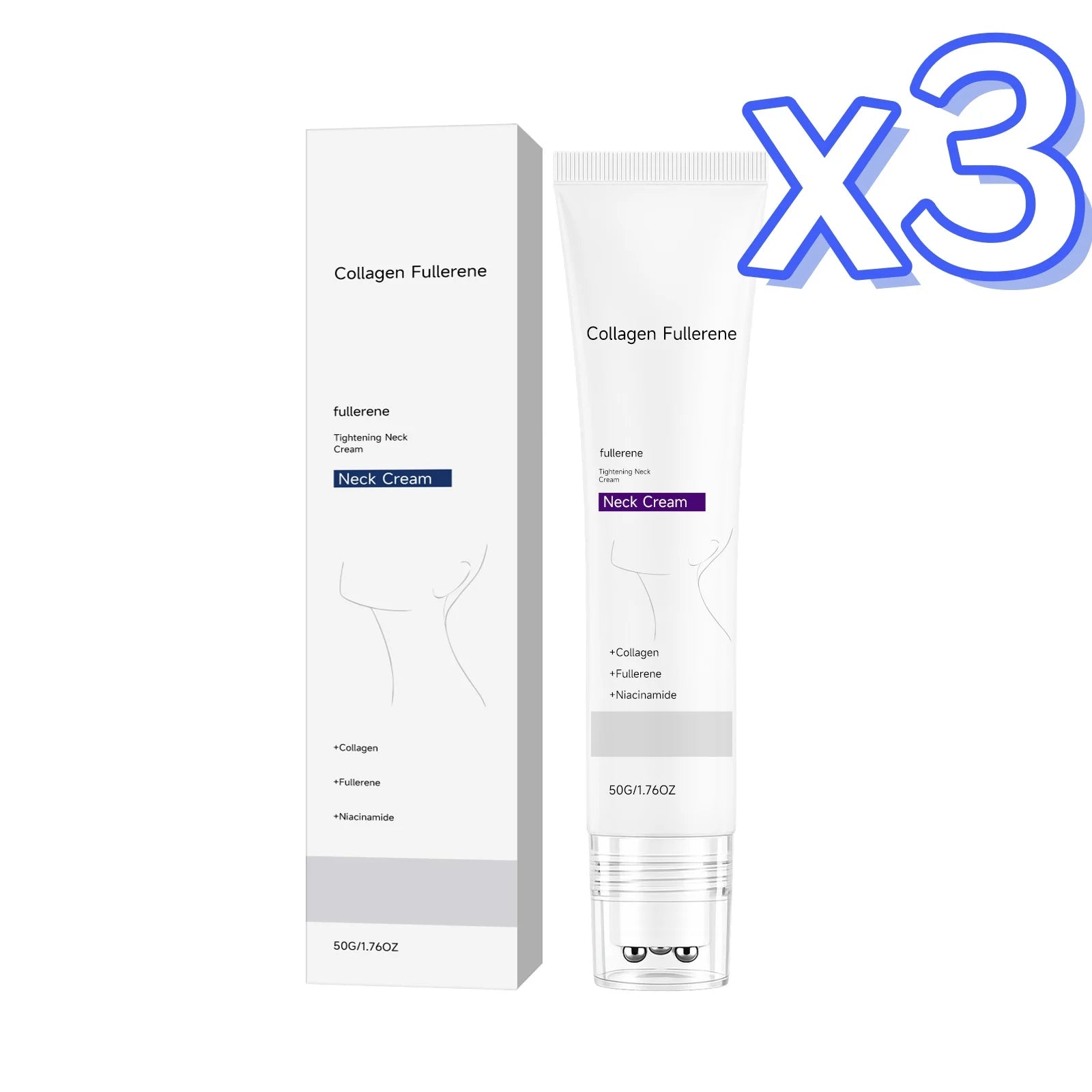 Collagen Neck Cream – Firming, Lifting & Wrinkle Reduction Neck Firming Cream Zpaxo 50g Boxed x 3pcs
