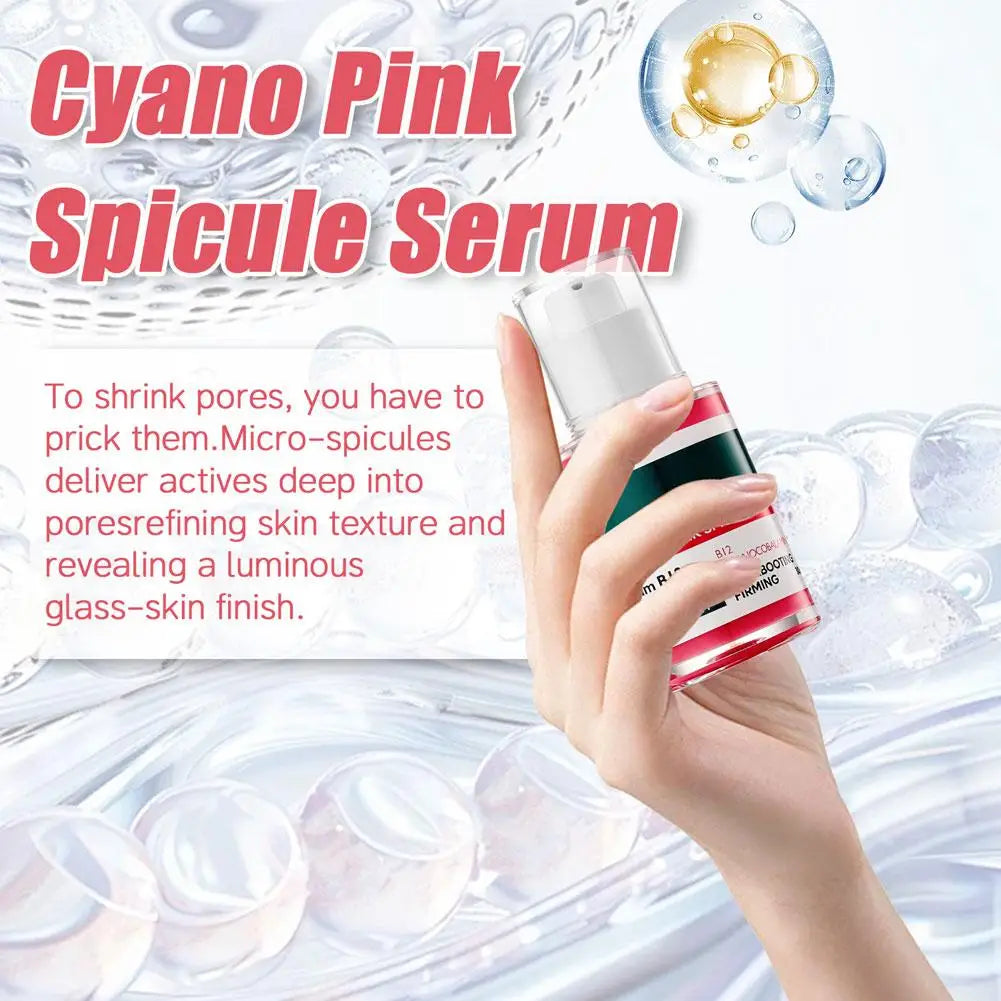 Pink Face Serum Vitamin B12 Liquid Microneedle For Enlarged Pores Skin Renewal Treatment Texture Refining Pore Minimizer Zpaxo
