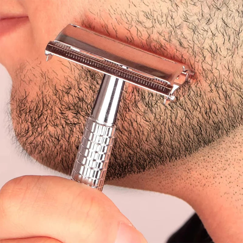 2026 Classic Traditional Double Edge Shaving Razor Set for Men Safety Razor Beard Safety Razor for Barber Styling Accessories Zpaxo