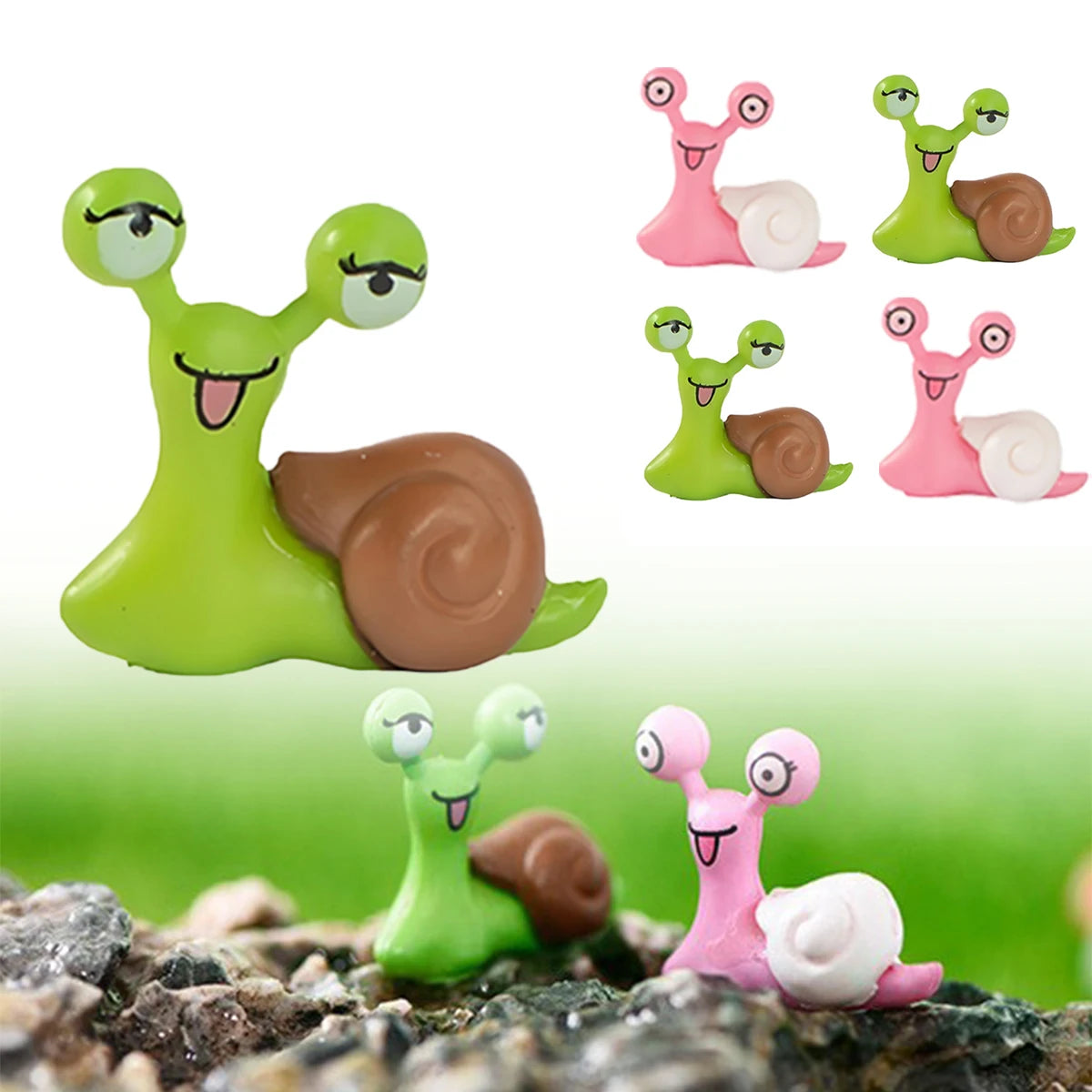 Miniature Resin Snail Figurines – Fairy Garden & Terrarium Decor
