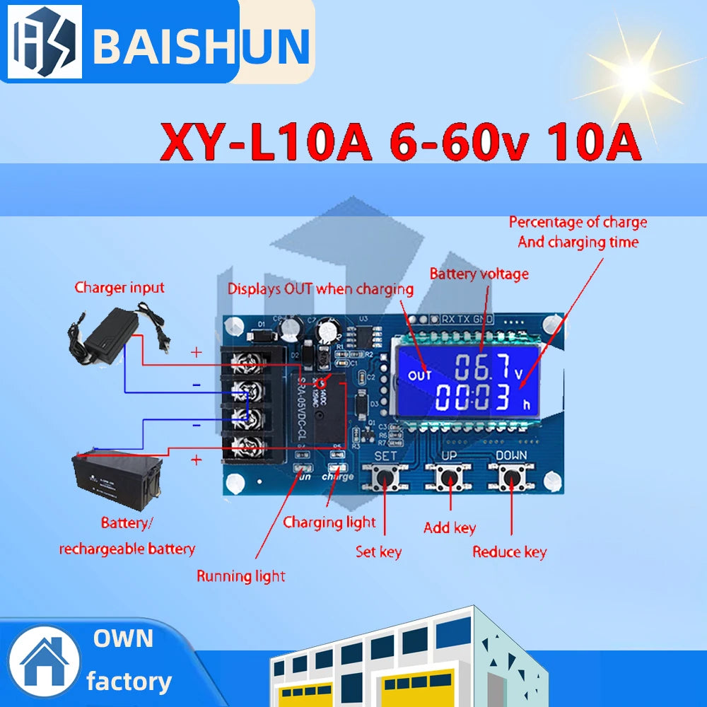 XY-L10A 6-60V 10A MPPT Solar Charge Controller Lead-acid LiFePO4 Zpaxo Default Title