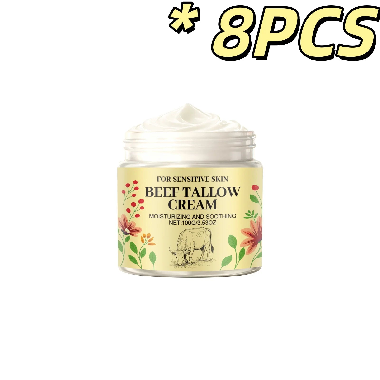 Beef Tallow Body Cream – Deep Moisturizer for Dry Skin 100g Body Moisturizing Cream Zpaxo 100g X 8PCS