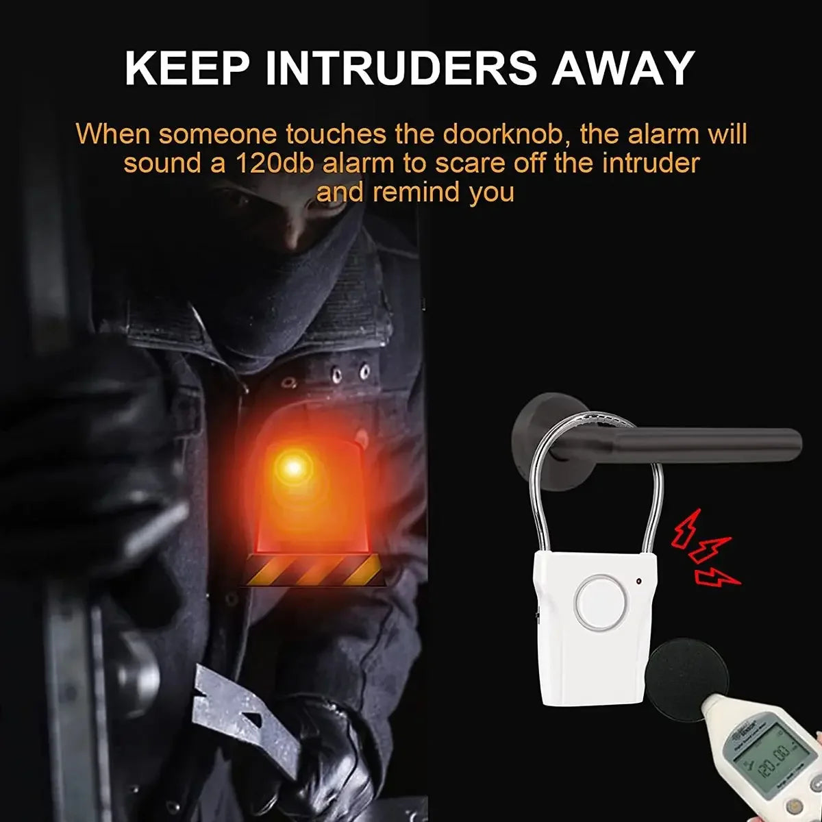 Smart Door Handle Alarm 110dB Security Adjustable Settings Portable Zpaxo Default Title