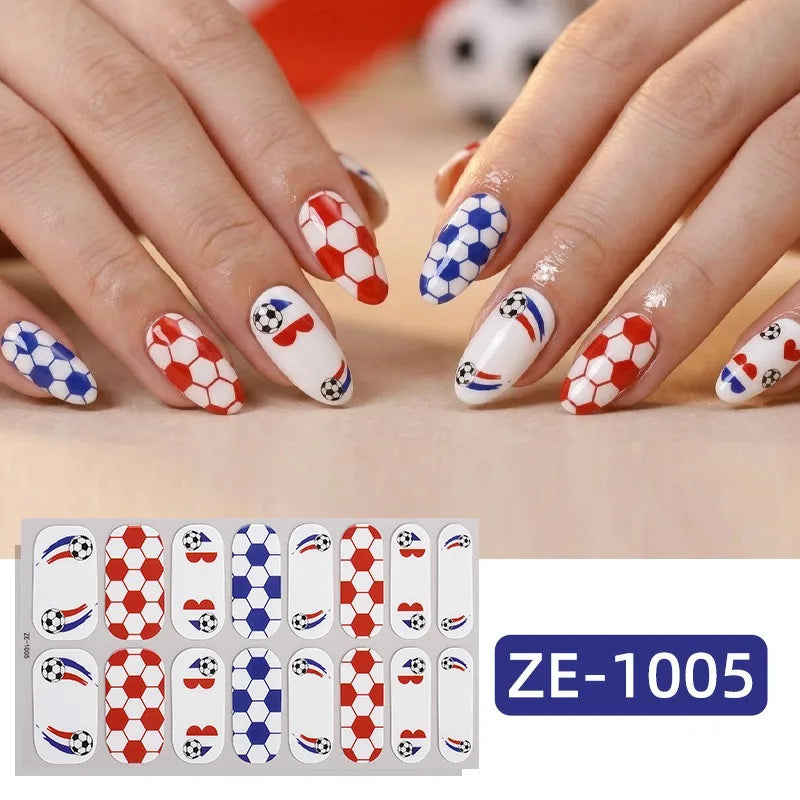 National Flag Theme Nail Stickers Soccer Nation Decals Ball Fans Zpaxo ZE-1005