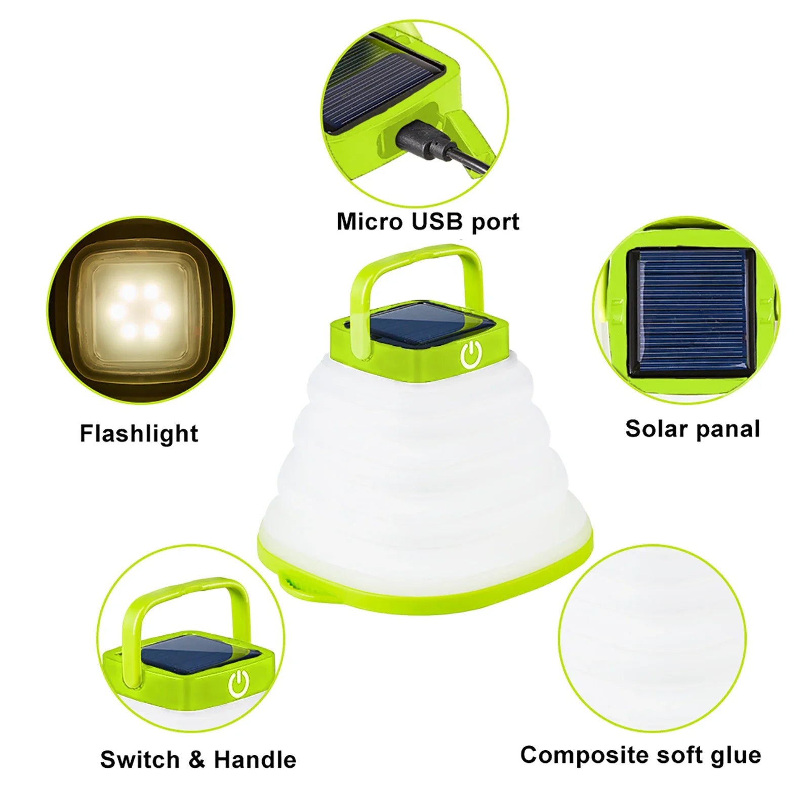 Solar LED Camping Lantern Light Portable USB Rechargeable Foldable Zpaxo