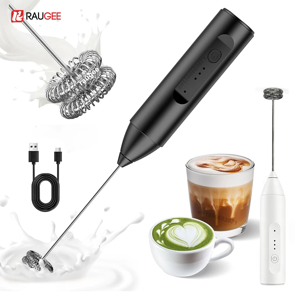 Milk Frother Electric Foamer Mini Coffee Whisk Mixer Rechargeable