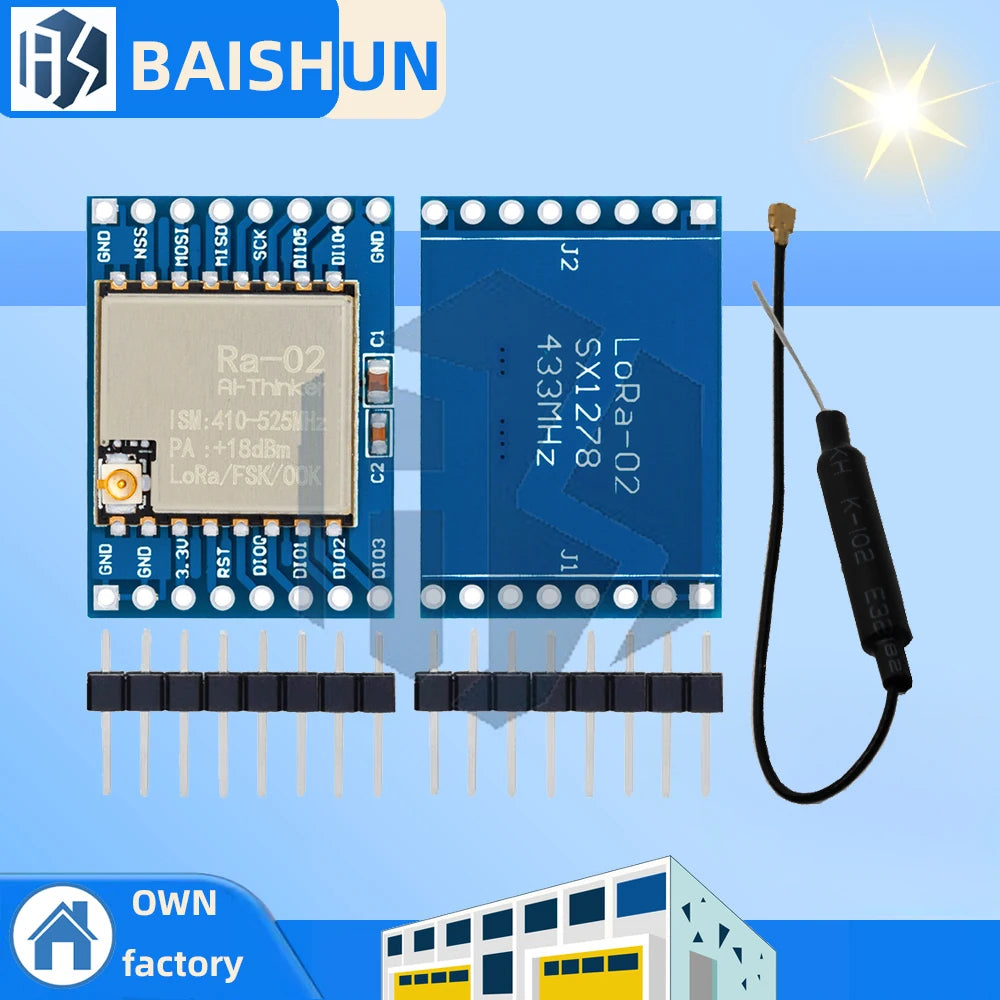 bs 433MHZ SX1278 LoRa Module 433M 10KM Ra-02 Wireless Spread Spectrum Transmission Board 2.4G IPX Antenna for Smart Home Zpaxo