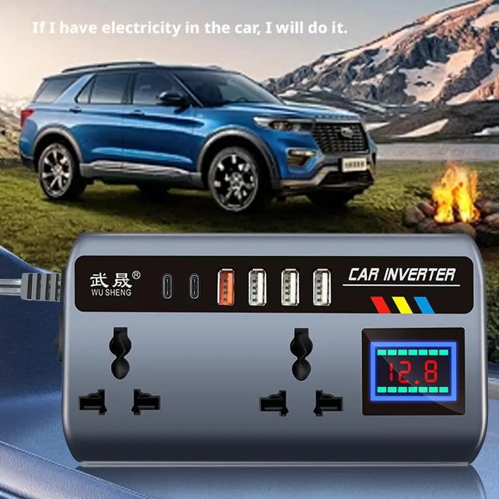 Portable Automotive Charger Inverter 12V/24V To 220V Car Inverter Converter Fast Charging Ports 3 USB Ports Vehicle Accessories Zpaxo