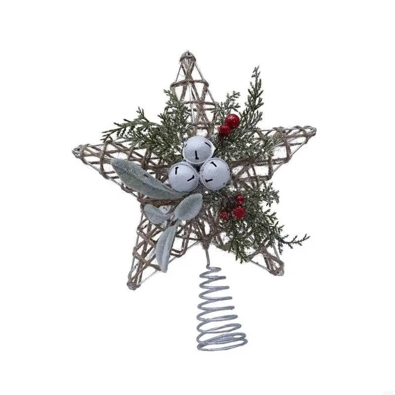 Hollowed Iron Wire Star Tree Ornament Bells Winter Holiday Party