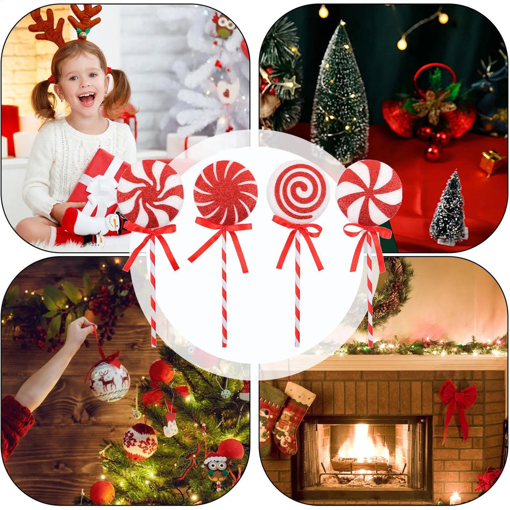 Christmas Tree Lollipop Decorations Red White Foam Candy Canes Xmas