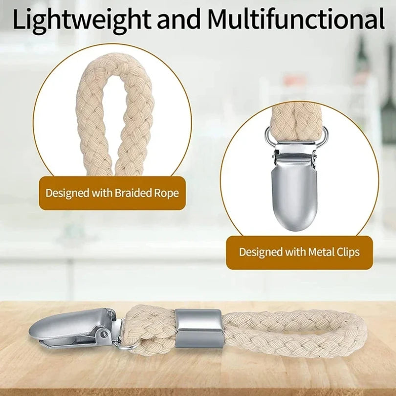 4/8pcs Towel Hanging Clips Clamp Braided Multipurpose Cotton Loop Metal Hook Kitchen Bathroom Storage Clips Socks Clothes Hanger Zpaxo