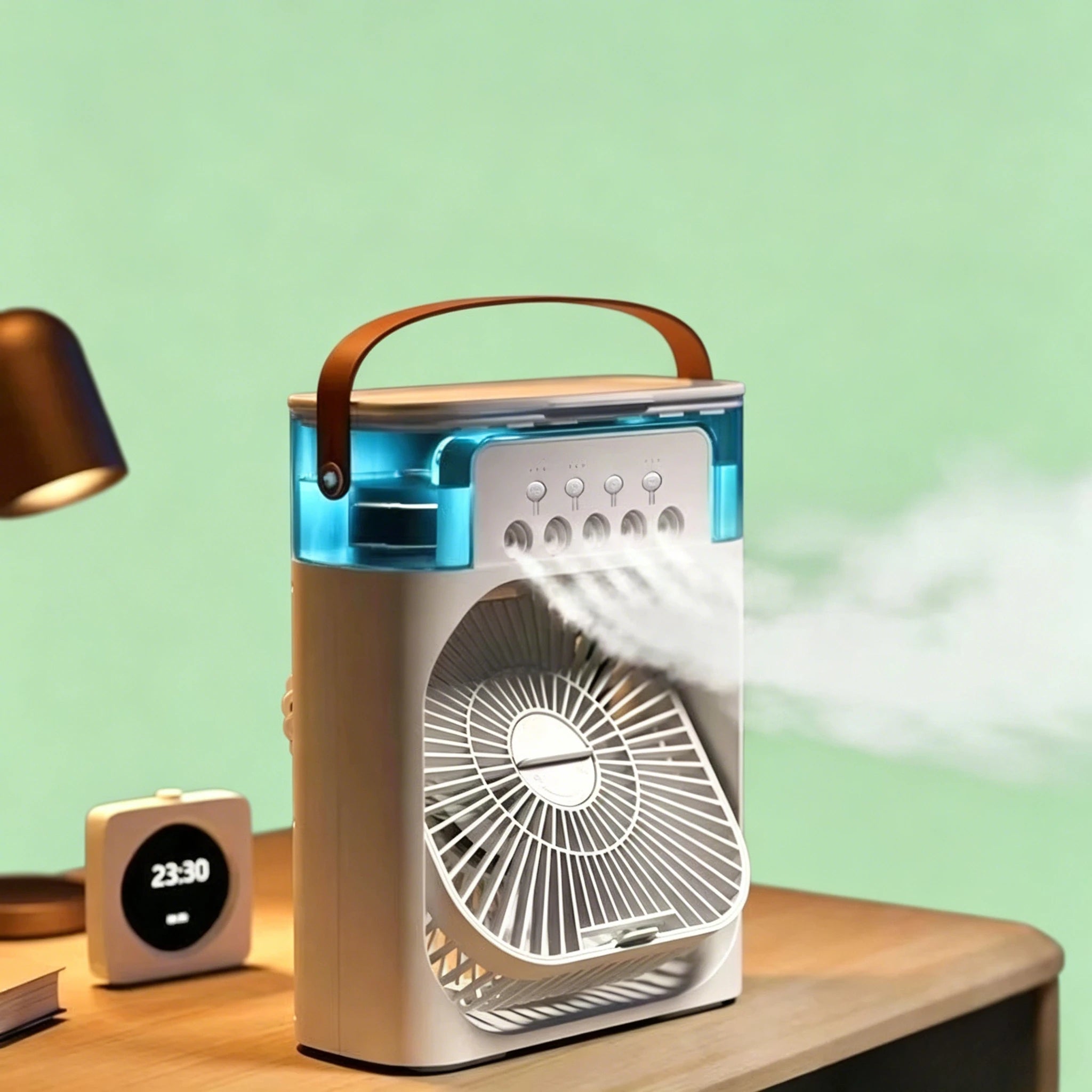 3 In 1 Portable Mini Air Cooler Fan LED Night Light Humidifier Desktop Air Conditioner Home Office Use Zpaxo WHITE-g