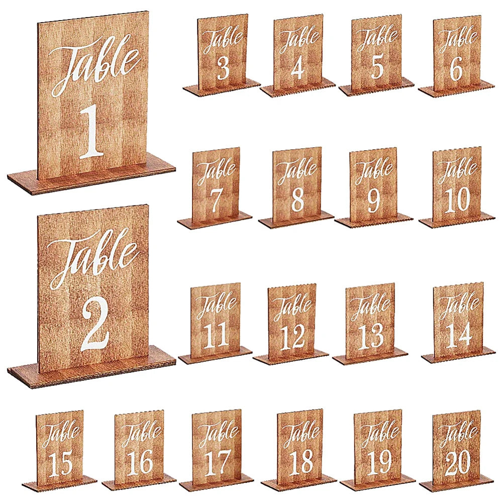 Wedding Centerpieces Wooden Base Tables Markers Bridal Banquet Table