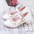 Princess Kids Heels Shoes Dress Party Leather Baby Girls Children's Zpaxo WHITE 37(Insole22.5cm) China Mainland