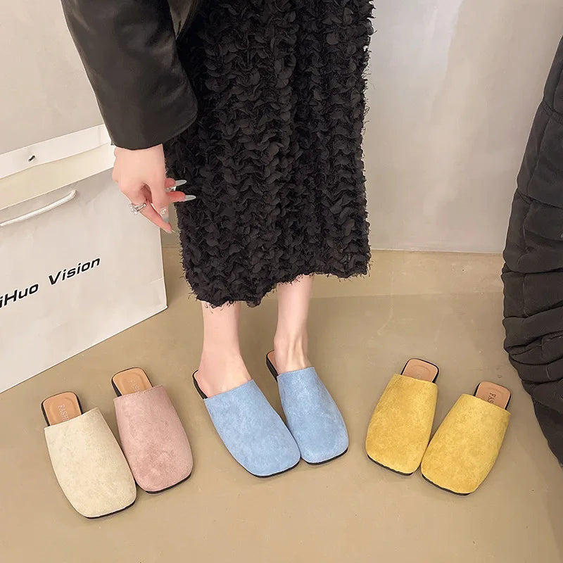 Pink Baotou Half Slippers Women's Outer Wear 1 Slip-on Flat Summer 2025 New Sandals Zpaxo