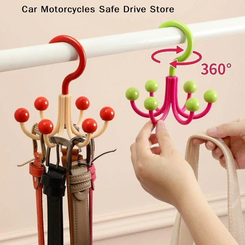 Portable Dopamine 360 Rotating Hook 6 Balls Space Saving Scarf Tie