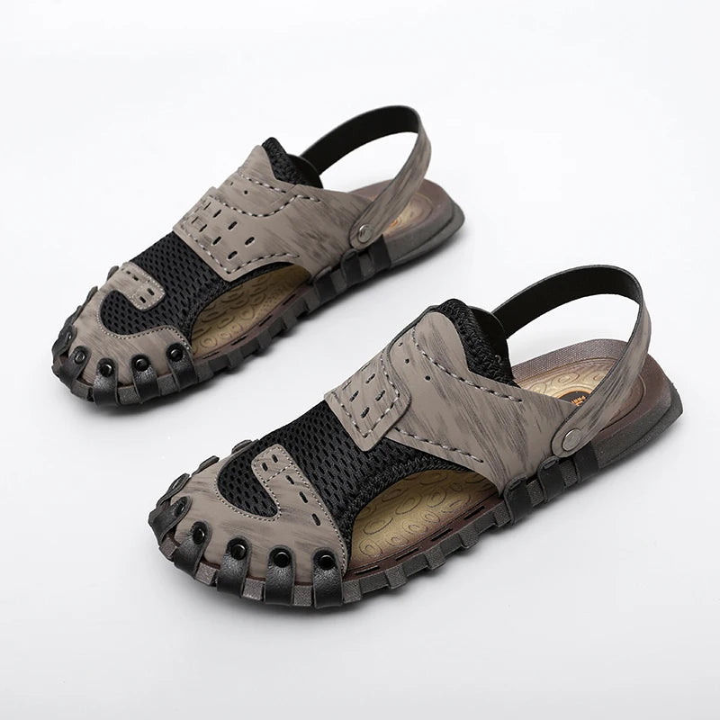 Summer Men Sandals Leather Mens Casual Shoes Outdoor Beach Roman Zpaxo 669 40