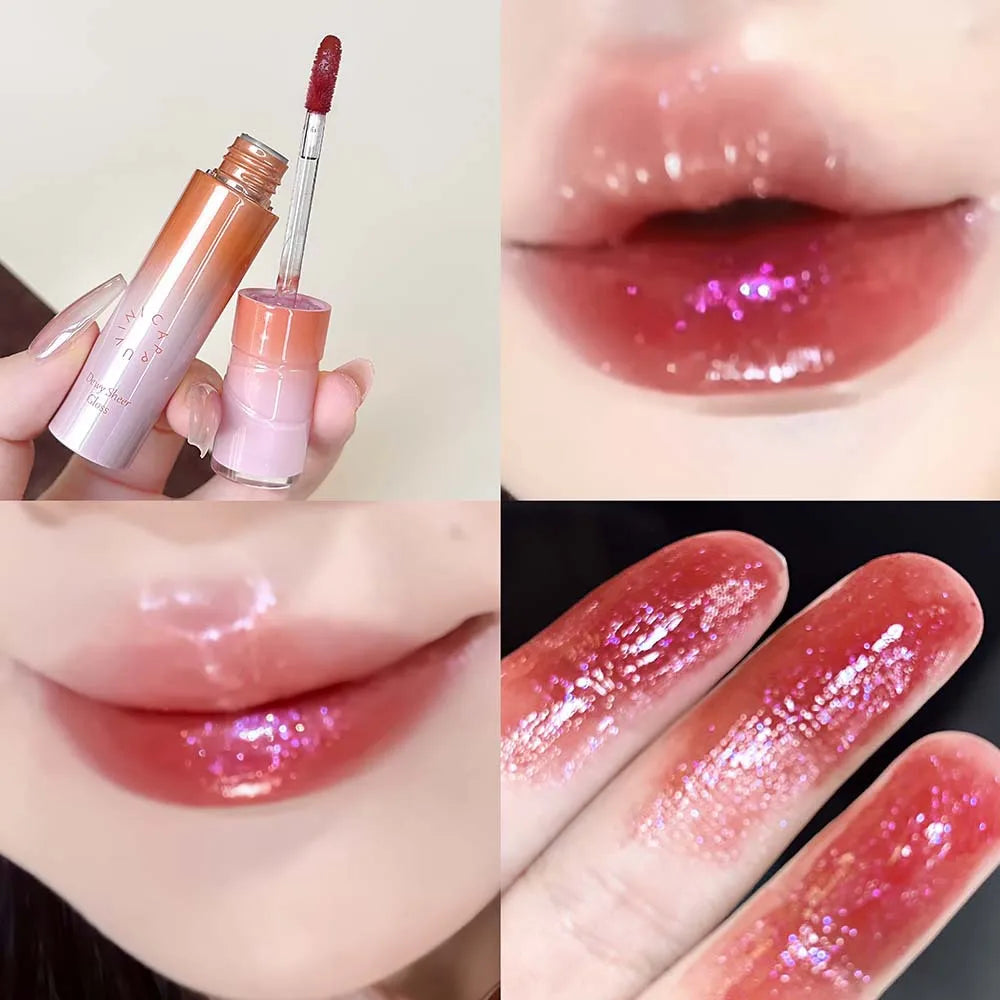 Water Light Mirror Lip Gloss Lasting Moisturizing Lightweight Lip Glaze Fine Sparkling Liquid Lipstick Nude Lip Makeup Cosmetics Zpaxo CP436-04