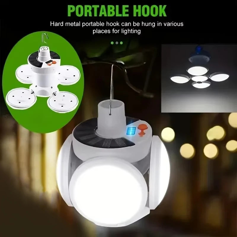 Solar USB Rechargeable Camping Lantern – Foldable LED Lamp