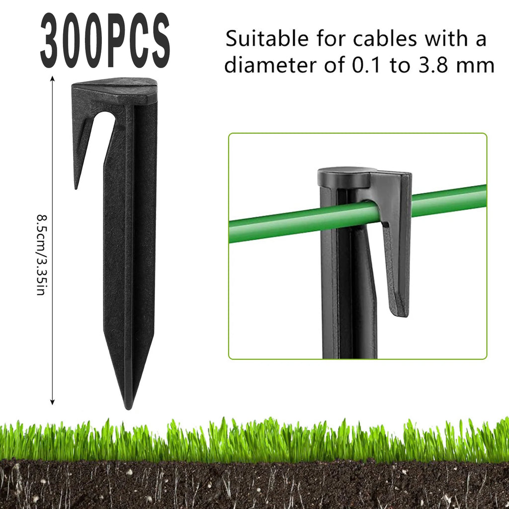 100-300PCS Garden Lawn Mower Peg Environment-friendly Ground Pegs Laying Boundary Cables Quick Installation Garden Accessories Zpaxo black 300PCS