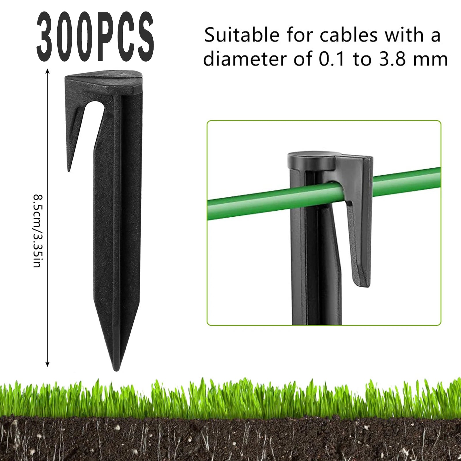100-300PCS Garden Lawn Mower Peg Environment-friendly Ground Pegs Laying Boundary Cables Quick Installation Garden Accessories Zpaxo black 300PCS