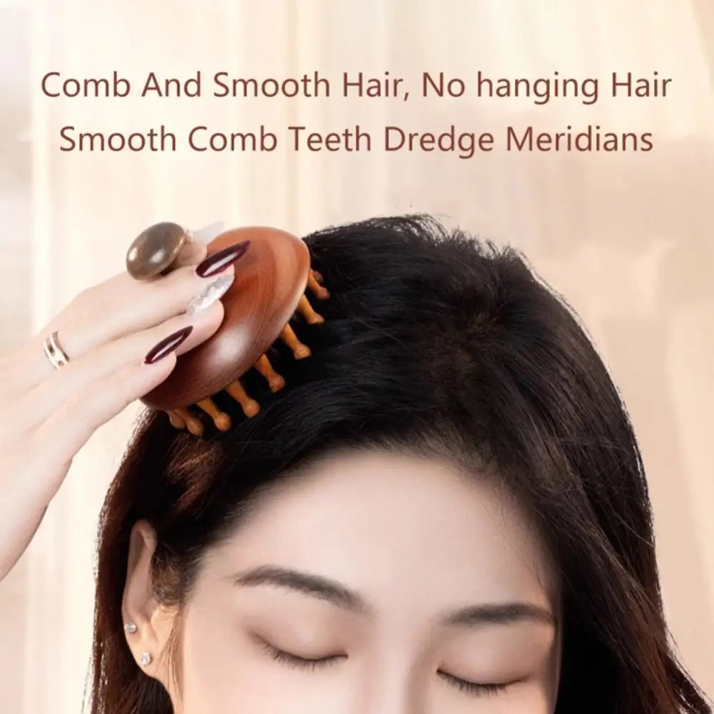 28 Nails Head Massage Comb Multifunctional Circular Tooth Wood Blood Zpaxo