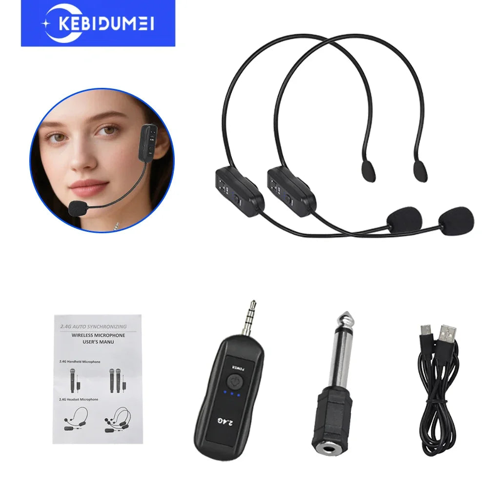 KEBIDUMEI Head-mounted Microphone Mic Wireless Lavalier Amplifier