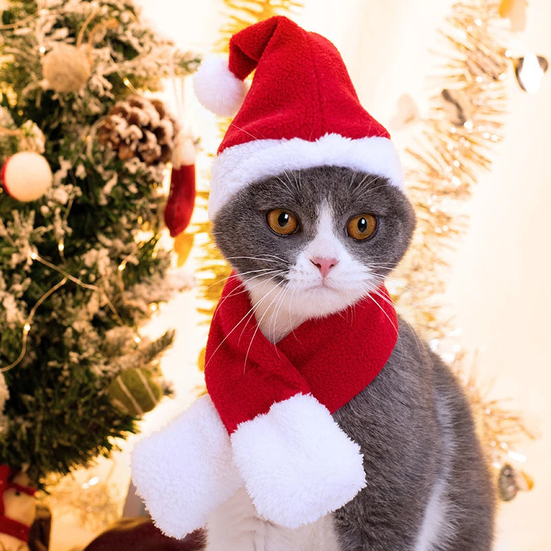 Cute Winter Pet Cloak Dog Cat Christmas Clothes Warm Puppy Santa Red