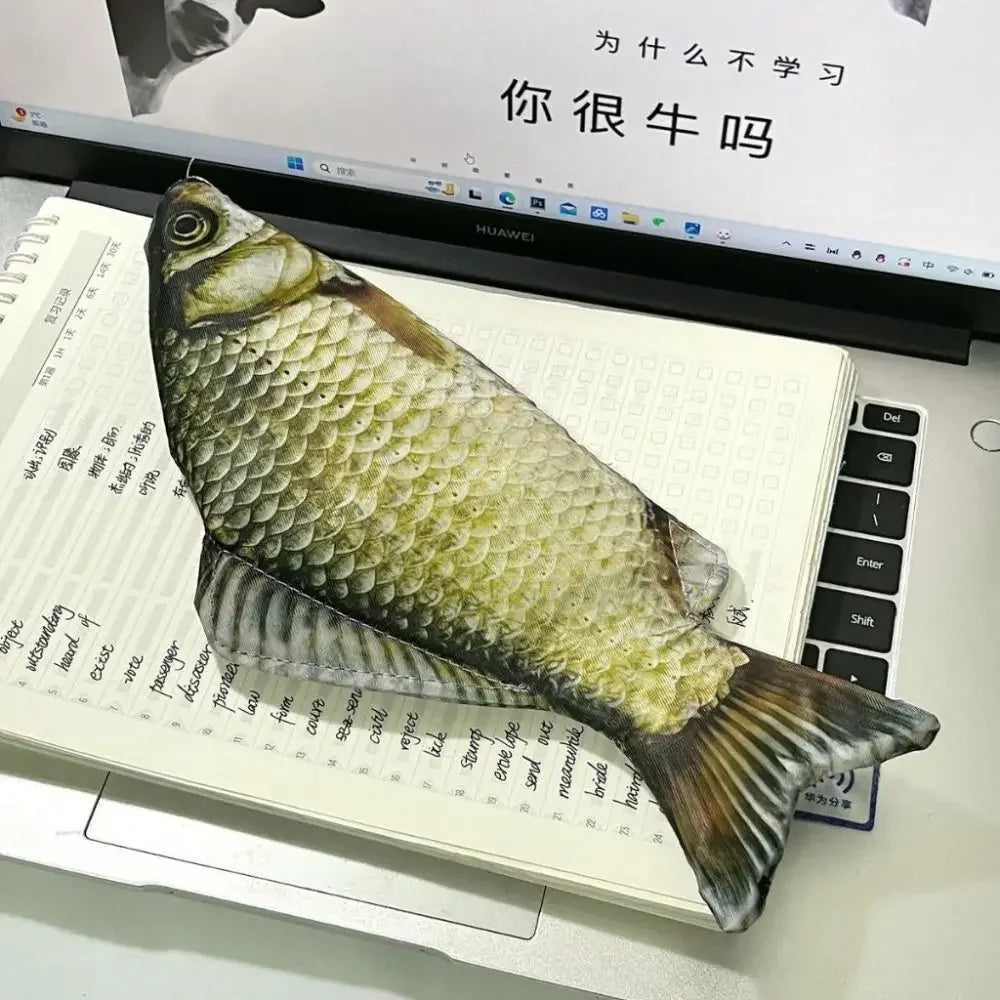 Cartoon Large Capacity Pen Bag Simulated Crucian Carp Multifunctional Zpaxo 1